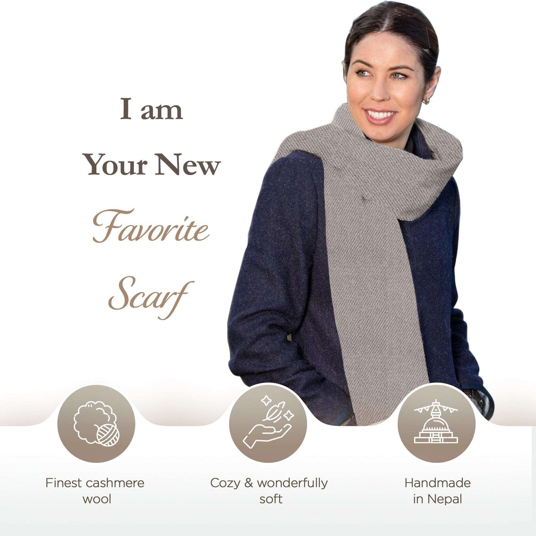 Echarpe cachemire gris uni