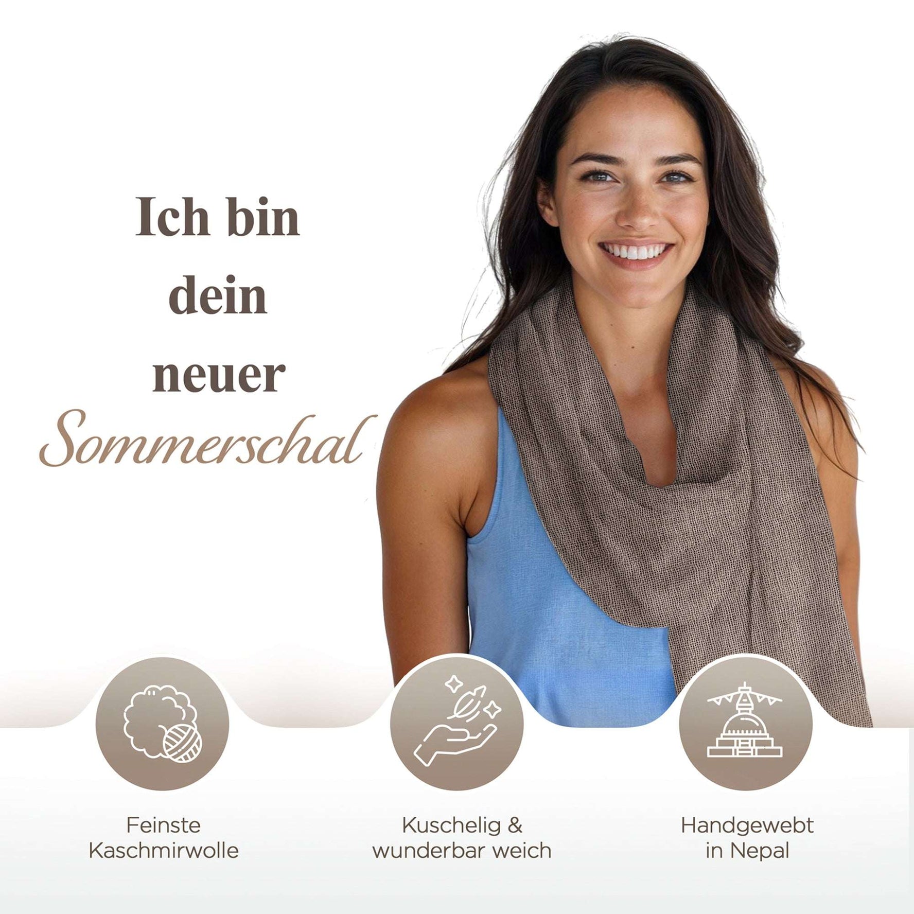 Kaschmirtuch grau einfarbig
