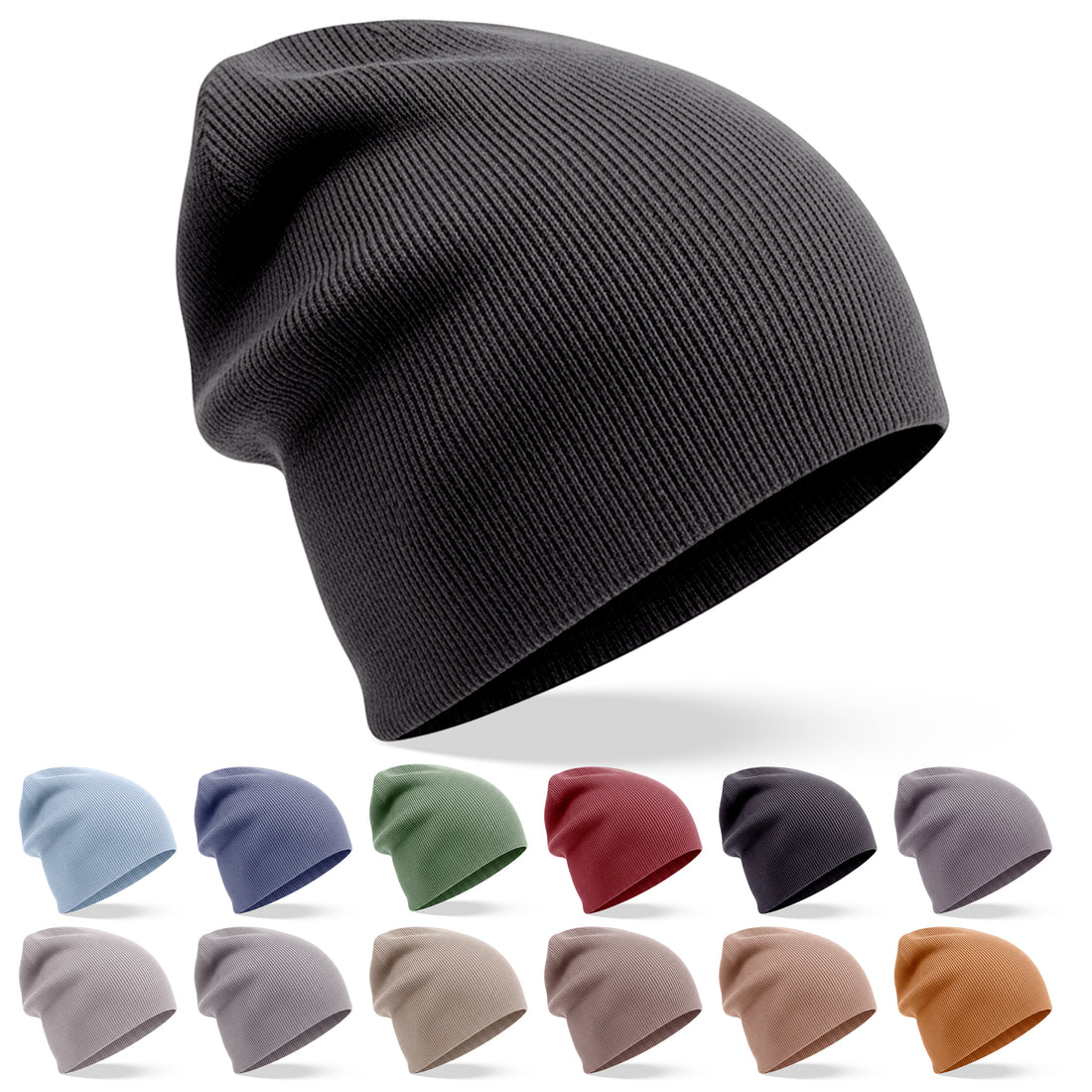 Kaschmirmütze Beanie leicht gerippt schwarz