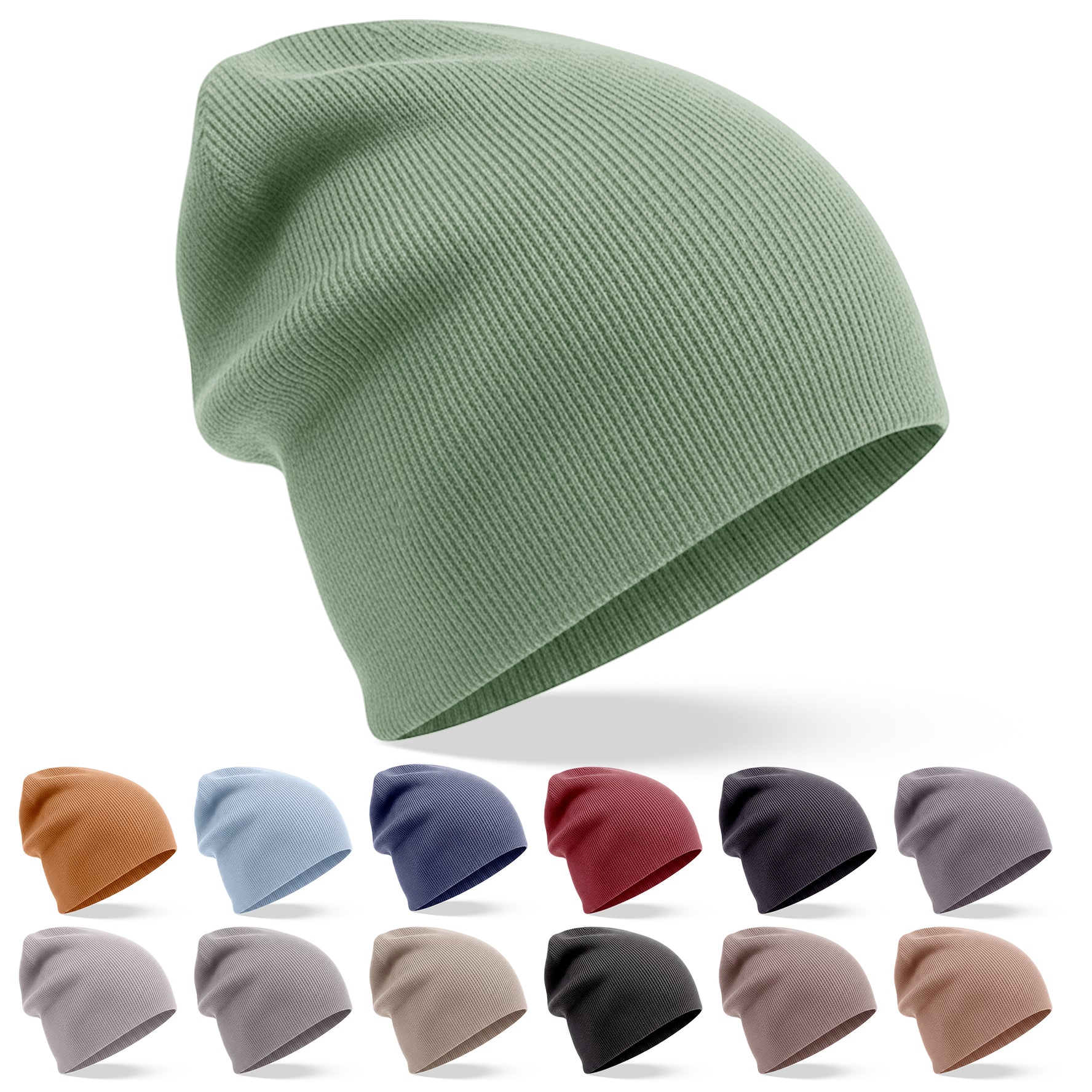 Kaschmirmütze Beanie leicht gerippt grün