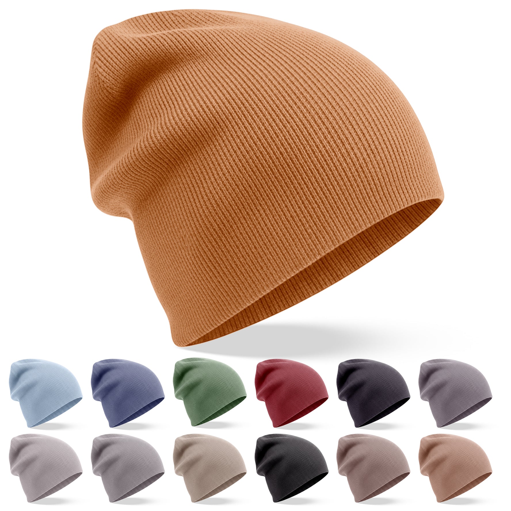 Kaschmirmütze Beanie leicht gerippt hellbraun