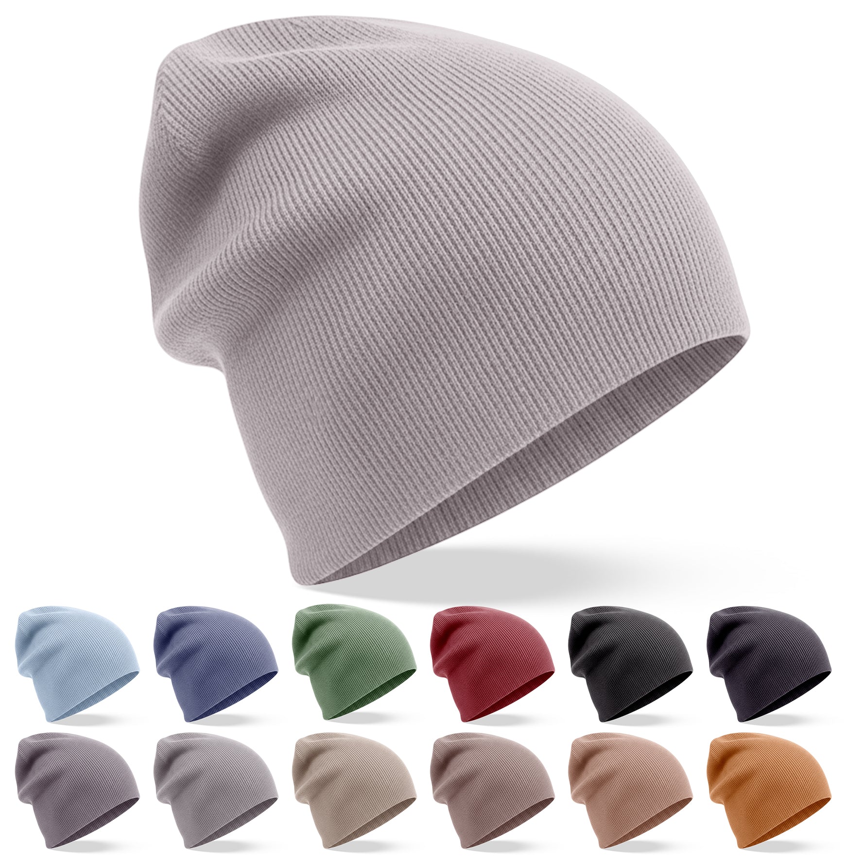 Kaschmirmütze Beanie leicht gerippt hellgrau