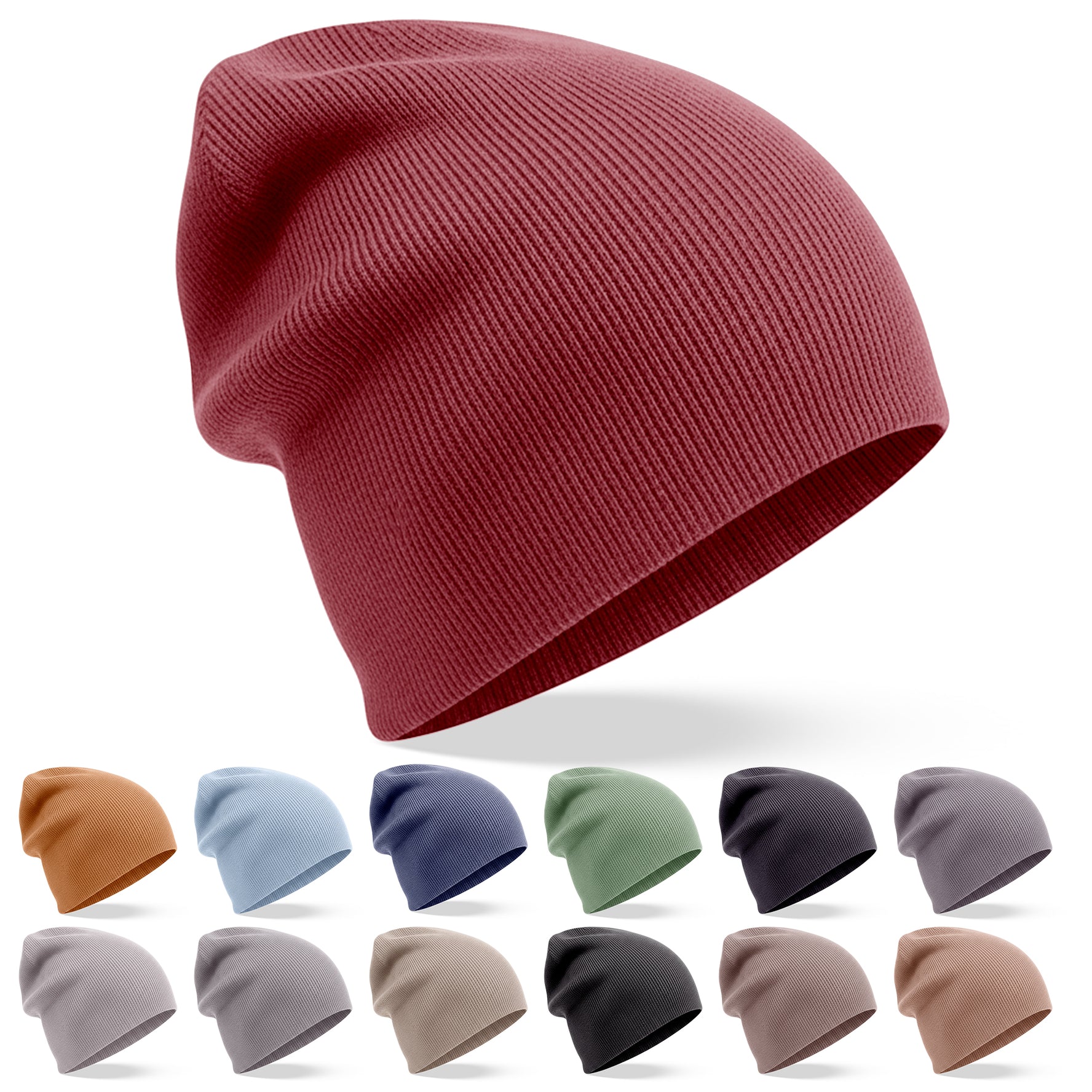 Kaschmirmütze Beanie leicht gerippt dunkelrot