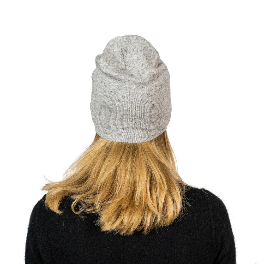 Bonnet bonnet cachemire lisse blanc-gris