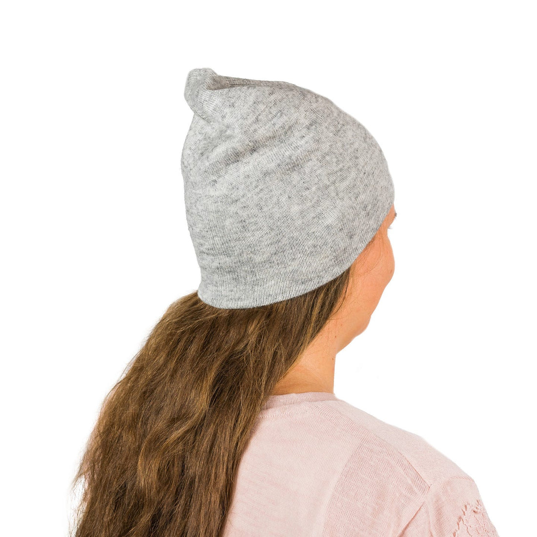 Bonnet bonnet cachemire lisse blanc-gris